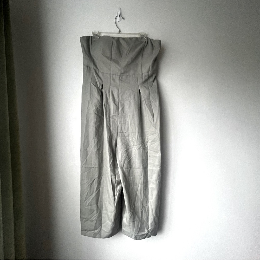 Petal & Pup Jonie Olive Green Strapless Wide Leg Cropped Jumpsuit XL - Picture 8 of 11